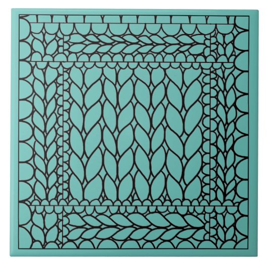 KNIT PURL TEAL セラミックタイル (正面)