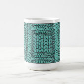 KNIT PURL TEAL 背の高い白いマグカップ コーヒーマグカップ (中央)