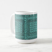 KNIT PURL TEAL 背の高い白いマグカップ コーヒーマグカップ (正面左)
