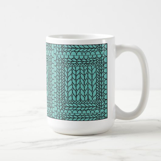 KNIT PURL TEAL 背の高い白いマグカップ コーヒーマグカップ (右)