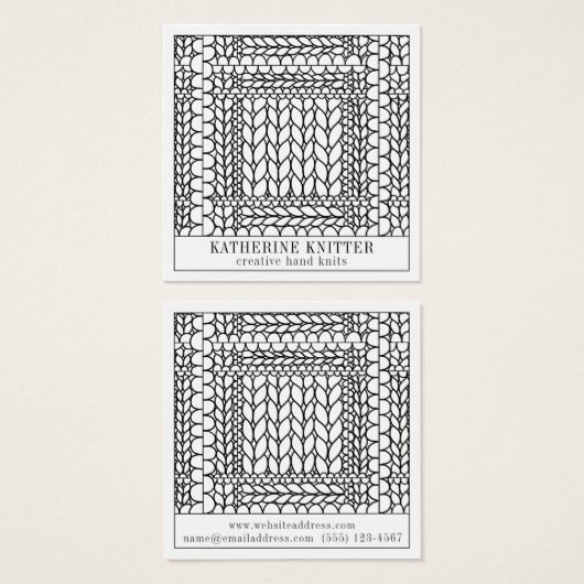 KNIT PURL WHITE スクエア名刺 (正面&裏面)