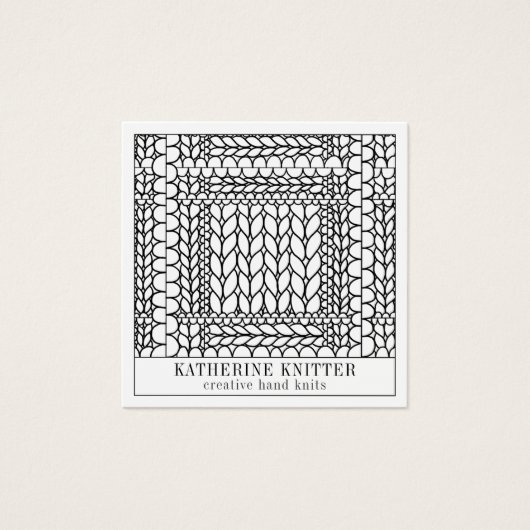 KNIT PURL WHITE スクエア名刺 (正面)