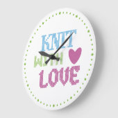 Knit With Love Wall Clock | Cute Knitter Gift Idea ラージ壁時計 (傾斜)