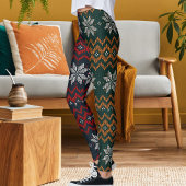 Knitted Christmas And New Year Flower Pattern Mom レギンス