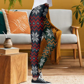 Knitted Christmas And New Year Flower Pattern Mom レギンス