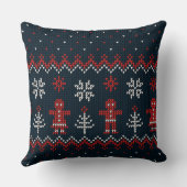 Knitted Christmas Pillow with Trees & Snowflakes クッション (裏面)