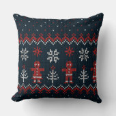 Knitted Christmas Pillow with Trees & Snowflakes クッション (正面)