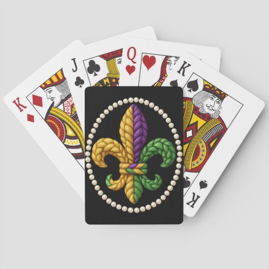 KNITTED LOOK MARDI GRAS FLEUR DE LIS トランプ (裏面)