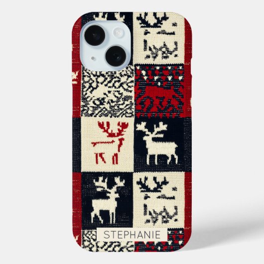 Knitted Patchwork Christmas Pattern | Rustic Case-Mate iPhoneケース (裏面)