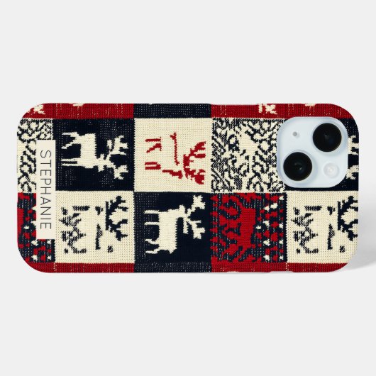 Knitted Patchwork Christmas Pattern | Rustic Case-Mate iPhoneケース (裏面 (横))