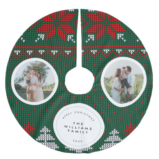 Knitted Sweater Pattern Family Photo ブラッシュドポリエステルツリースカート (正面)