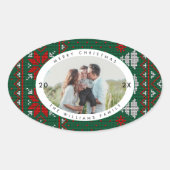 Knitted Sweater Pattern Photo 楕円形シール (正面)