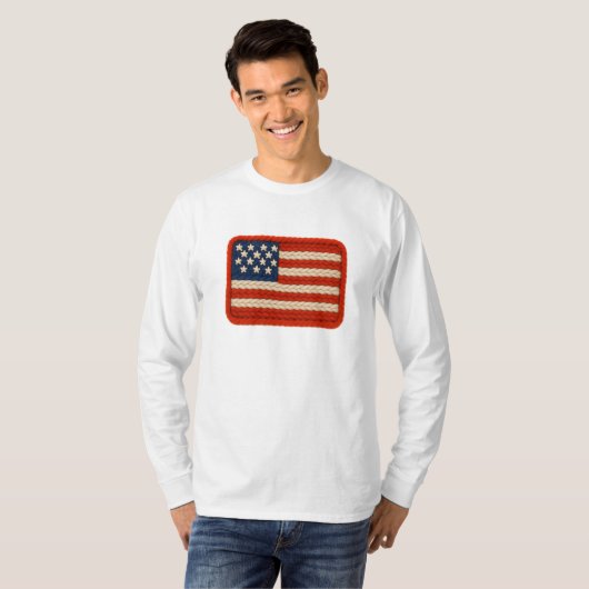 Knitted Yarn USA Flag Artwork Tシャツ (正面フル)