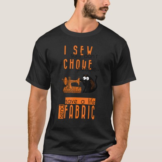 knitting black cat i sew so i don't choke people s tシャツ (正面)