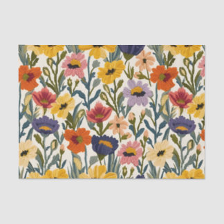 Knitting Botanical Pattern Pastel Vintage Colours 薄葉紙