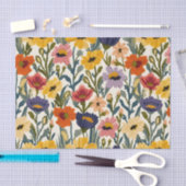 Knitting Botanical Pattern Pastel Vintage Colours 薄葉紙 (クラフト)