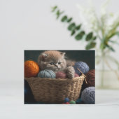 Knitting cat postcard ポストカード (スタンド正面)