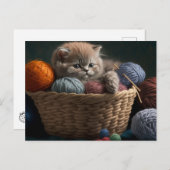 Knitting cat postcard ポストカード (正面/裏面)