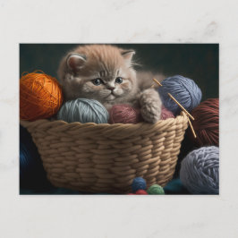 Knitting cat postcard ポストカード