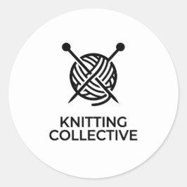 Knitting Collective Noir Logo Minimaliste Tricot ラウンドシール