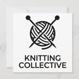 Knitting Collective Noir Logo Minimaliste Tricot 招待状