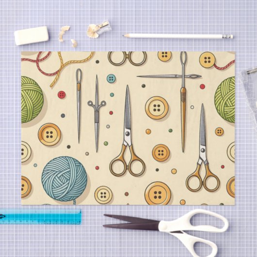 Knitting Crochet Sewing Tools Pattern 薄葉紙 (クラフト)