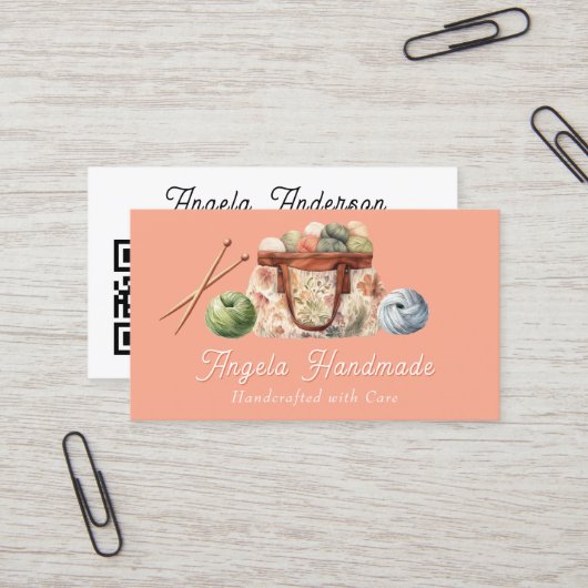 Knitting Handmade QR Code 名刺 (正面/裏面インサイチュ)