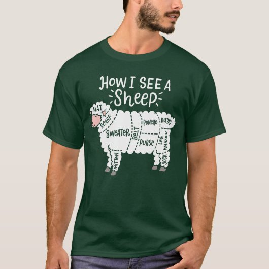 Knitting How I See A Sheep Yarn Wool Knitter Sewin Tシャツ (正面)