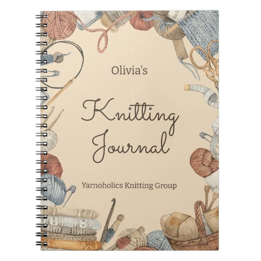 Knitting Journal For Knitting Lovers Personalized ノートブック (正面)
