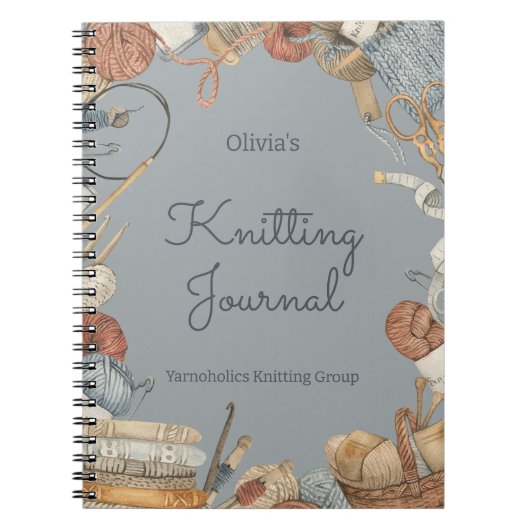 Knitting Journal For Knitting Lovers Personalized ノートブック (正面)