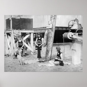 Knitting Lifeguards, early 1900s ポスター