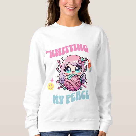 Knitting My Peace – Conscious Kawaii Design for Kn スウェットシャツ (正面)