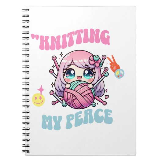 Knitting My Peace – Kawaii mindful design for knit ノートブック (正面)