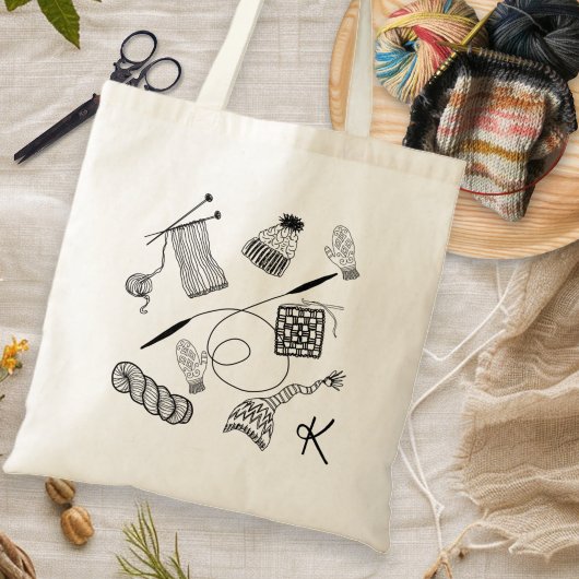Knitting Project Hand Drawn Pattern トートバッグ