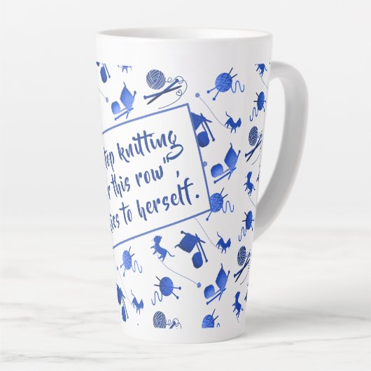 Knitting Saying Yarn Pattern Mug For Fiber Artists カフェラテマグ (右アングル)