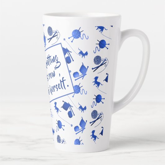 Knitting Saying Yarn Pattern Mug For Fiber Artists カフェラテマグ (右)