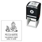 Knitting Snowman in Knitted Hat and Scarf Address セルフインキングスタンプ (インサイチュ)