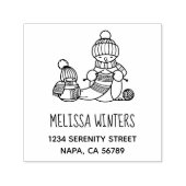 Knitting Snowman in Knitted Hat and Scarf Address セルフインキングスタンプ (デザイン)