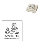 Knitting Snowman Seasons Greetings ラバースタンプ (押印)