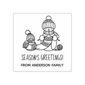 Knitting Snowman Seasons Greetings ラバースタンプ (インプリント)