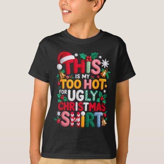 Knitting This Is My It's Too Hot For Ugly Christma Tシャツ (正面)