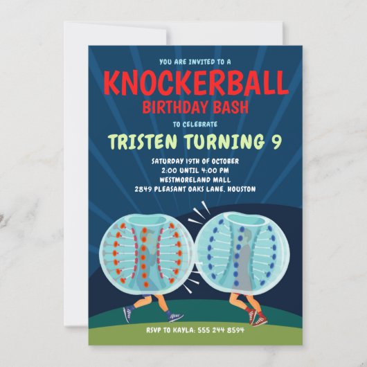 Knockerball Birthday Invitation - Bubble Soccer 招待状 (正面)
