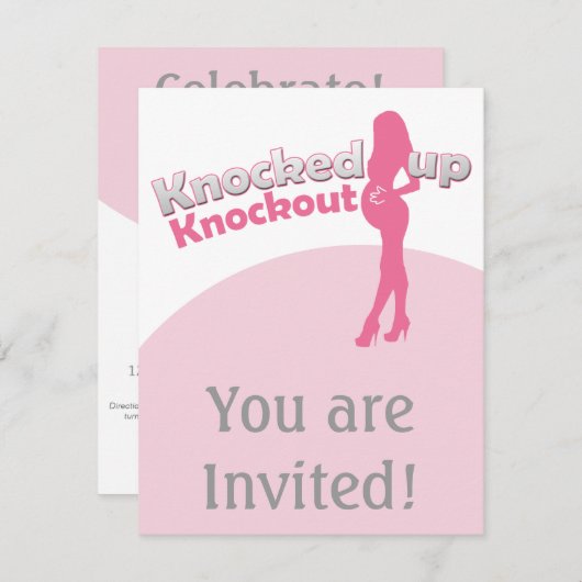 Knockoutベビーシャワーの妊婦の上でたたかれる 招待状 (正面/裏面)