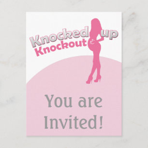 Knockoutベビーシャワーの妊婦の上でたたかれる 招待状