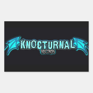 KNOCTURNALは青いロゴのステッカーを記録します 長方形シール