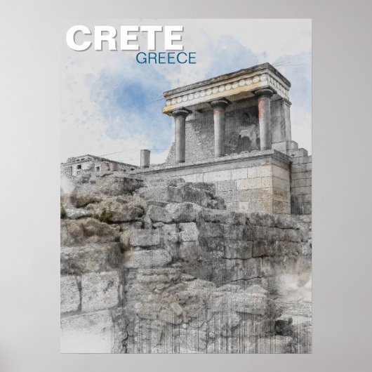 Knossos Palace – Ancient Minoan Ruins Wall Art ポスター (正面)