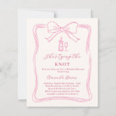 Knot bow pink hand drawn Bridal Shower invitation (正面)