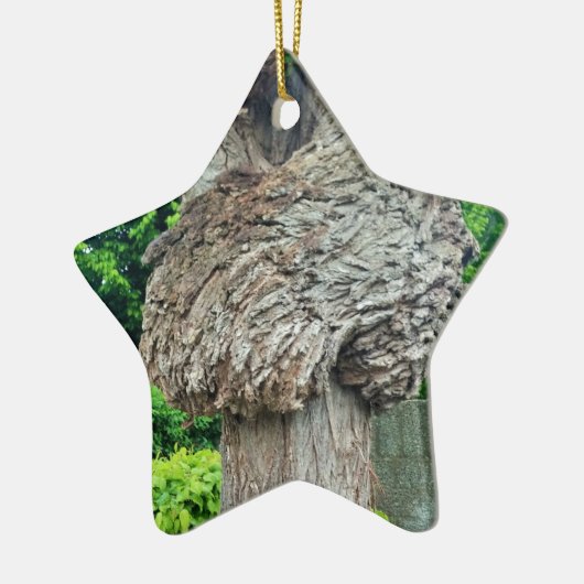 Knot on Tree Trunk、Knar、自然緑 セラミックオーナメント (左)