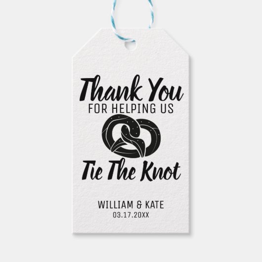 Knot Pretzels救済'sのタイを感謝結婚する ギフトタグ (正面)