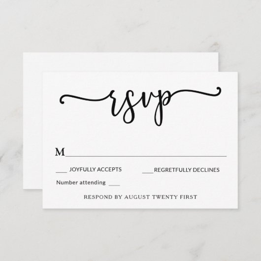 Knot RSVPエンクロージャカードを結んだ 招待状 (正面/裏面)